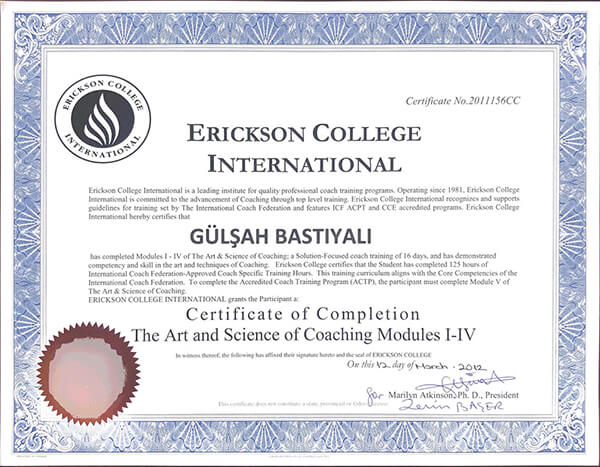 Erickson College International Sertifikası